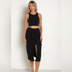 Anemos wrap skirt and crop tank matching set XS espresso